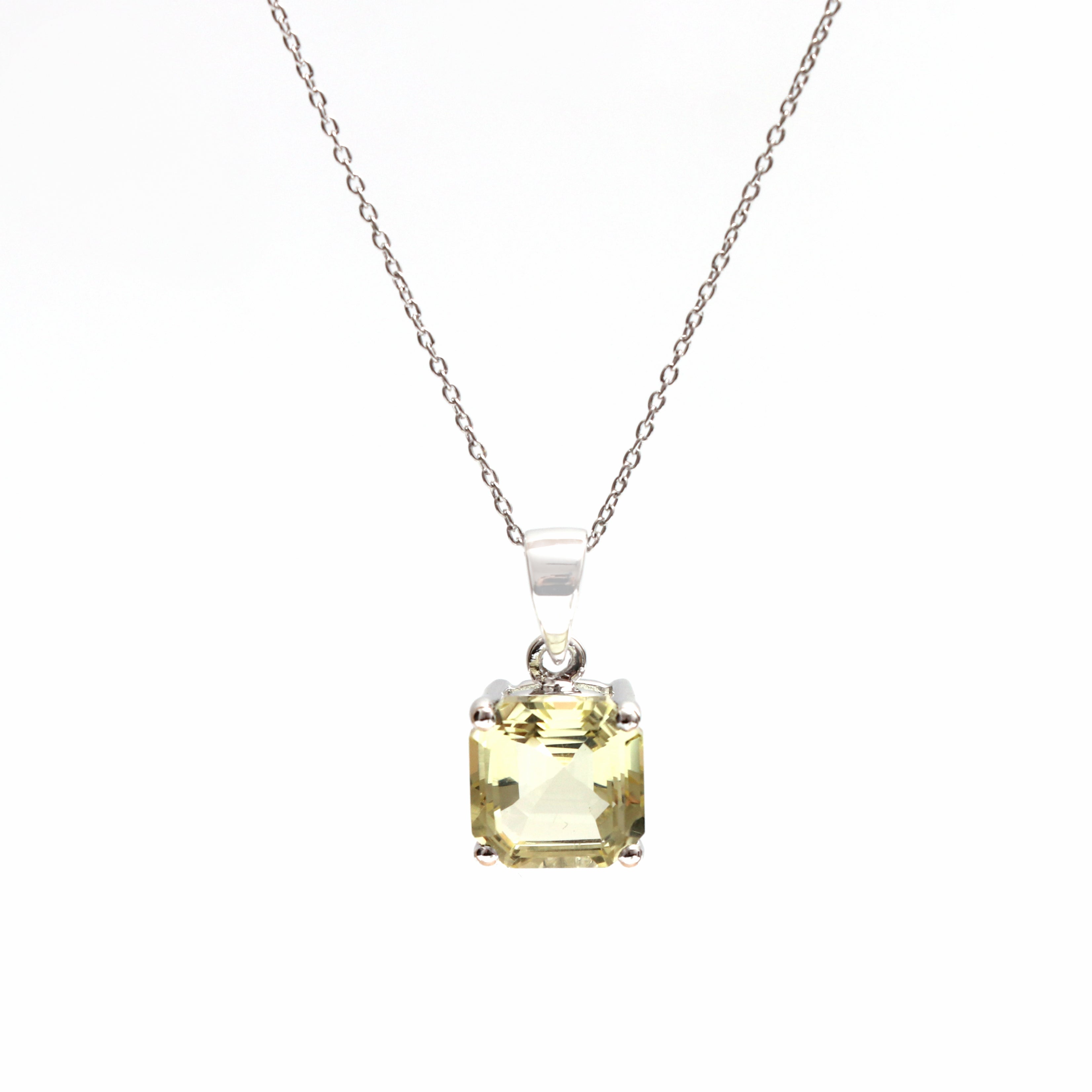 Lemon Quartz Pendant With Chain