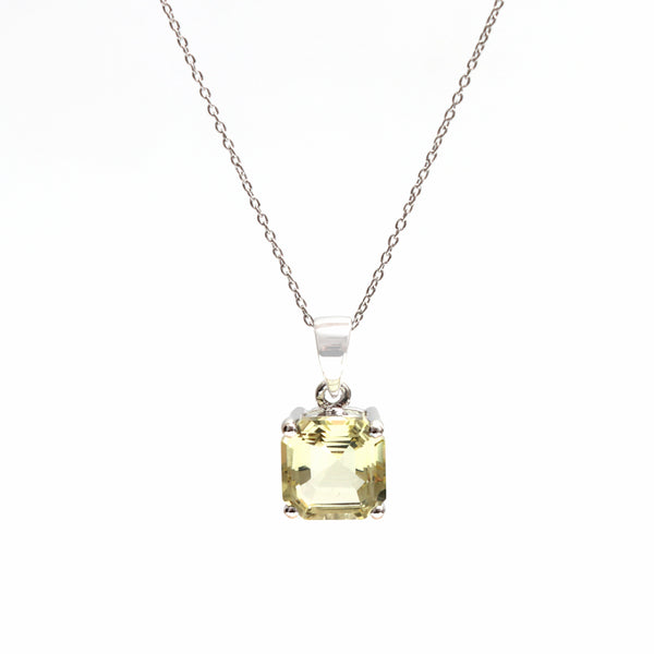 Lemon Quartz Pendant With Chain