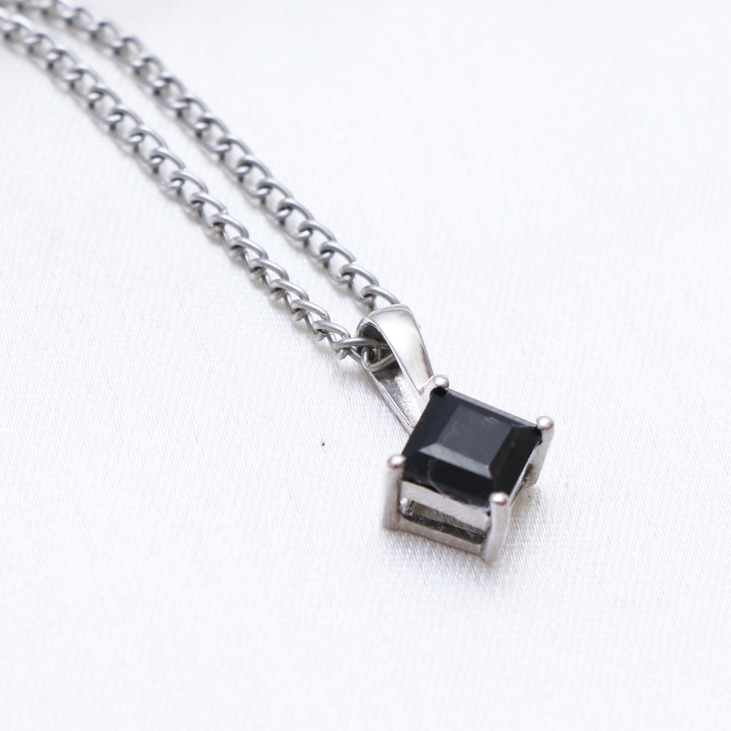 Black Spinel Square Pendant