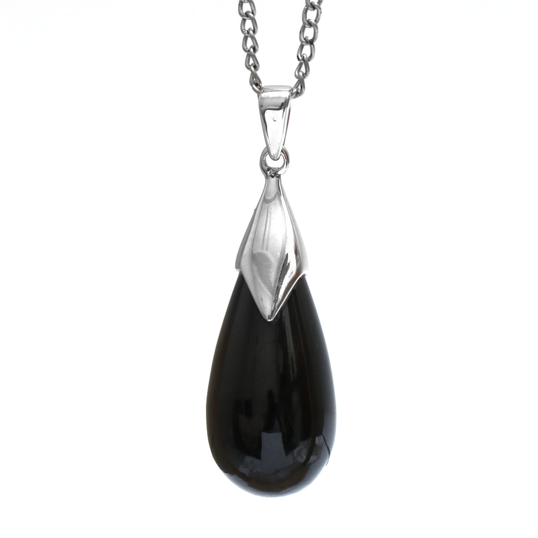 Pure Drop Natural Black Spinel Pendant