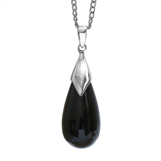 Pure Drop Natural Black Spinel Pendant