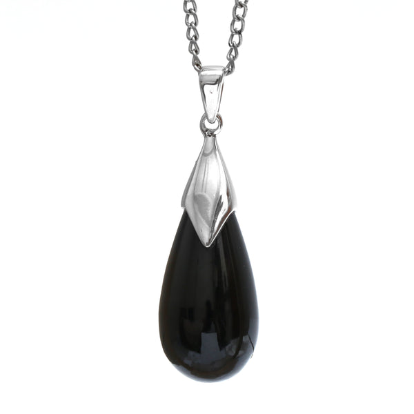 Pure Drop Natural Black Spinel Pendant