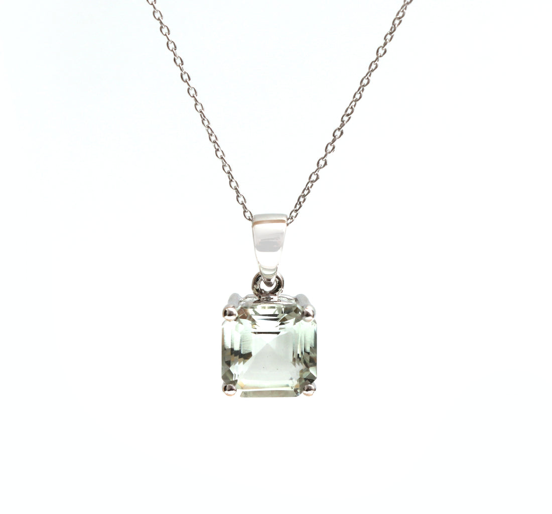 Quartz Cushion Pendant With Chain