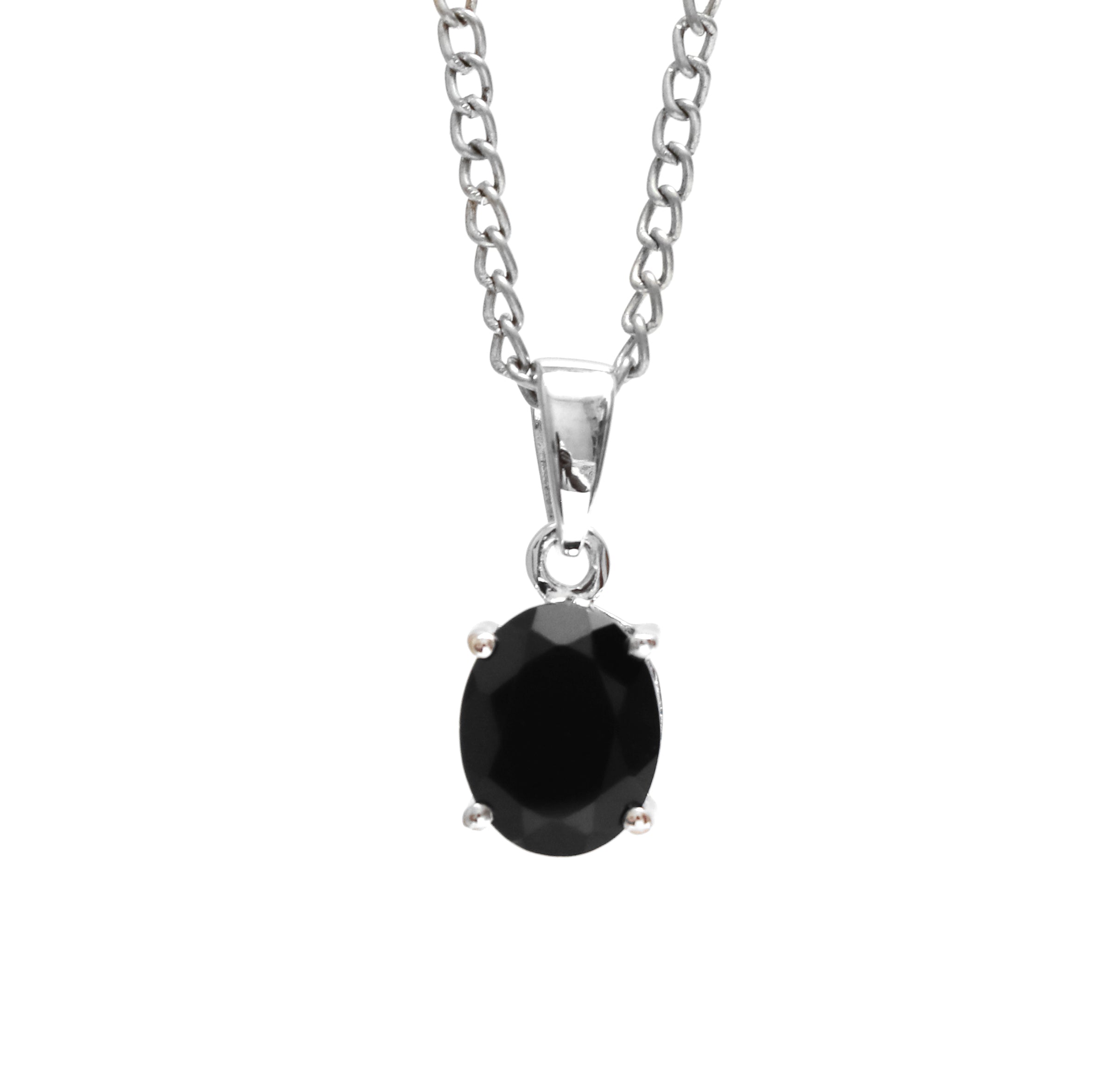 Natural Black Spinel Oval Pendant