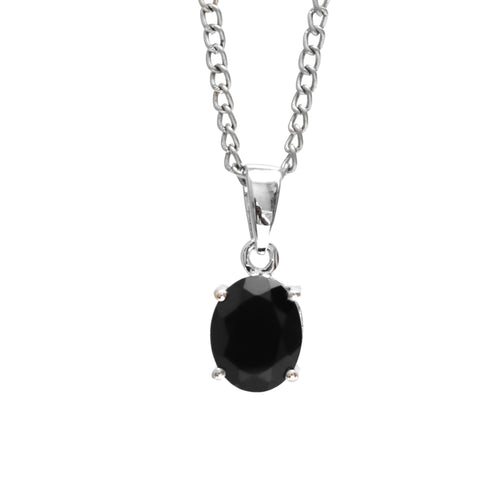 Natural Black Spinel Oval Pendant