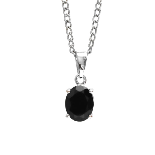 Natural Black Spinel Oval Pendant