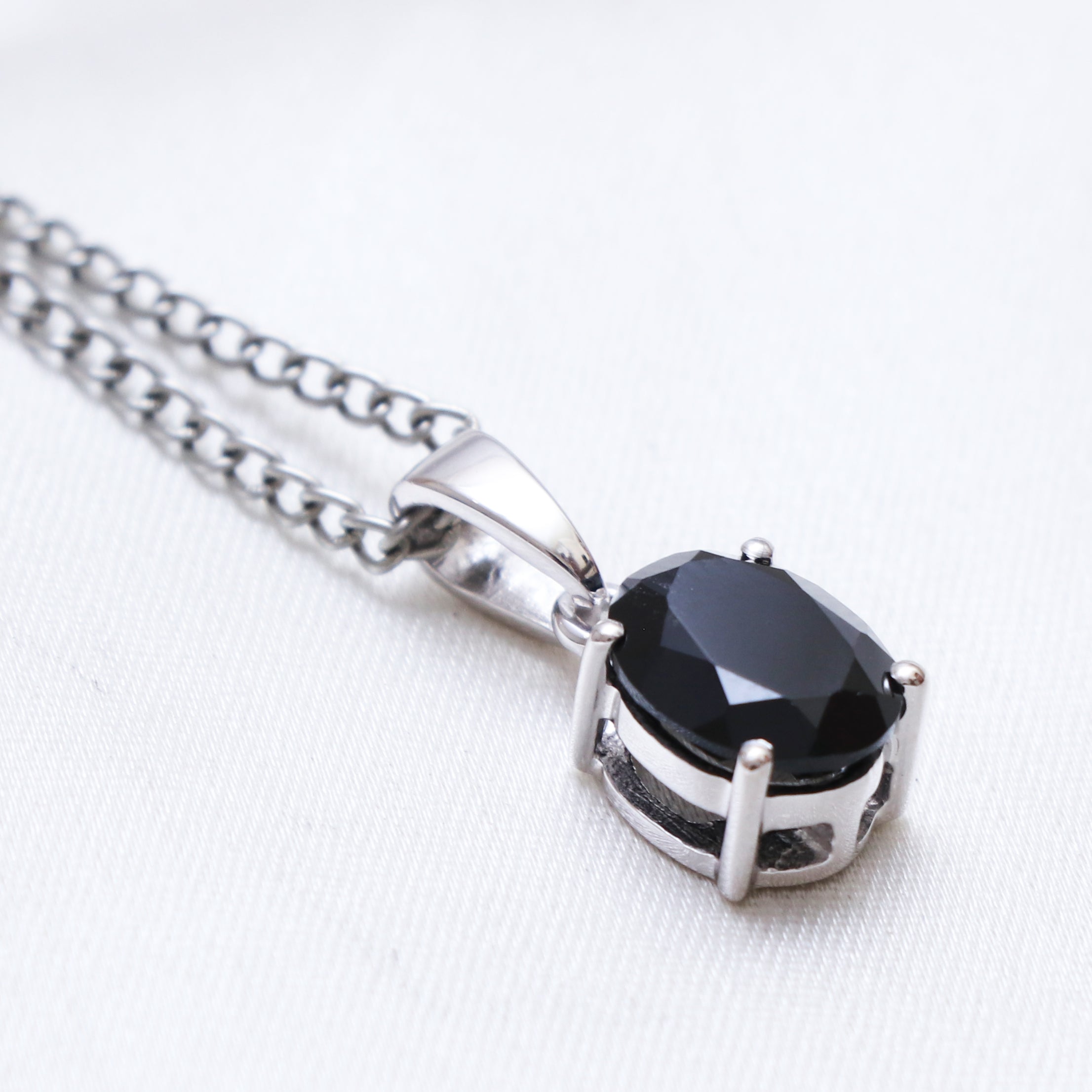 Natural Black Spinel Oval Pendant