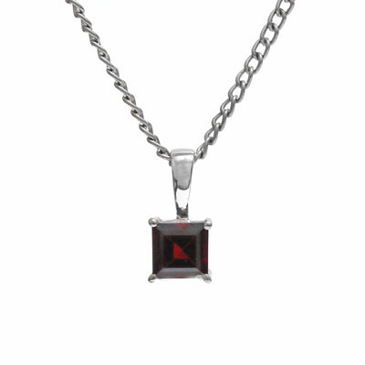 Natural Red Garnet Square Pendant