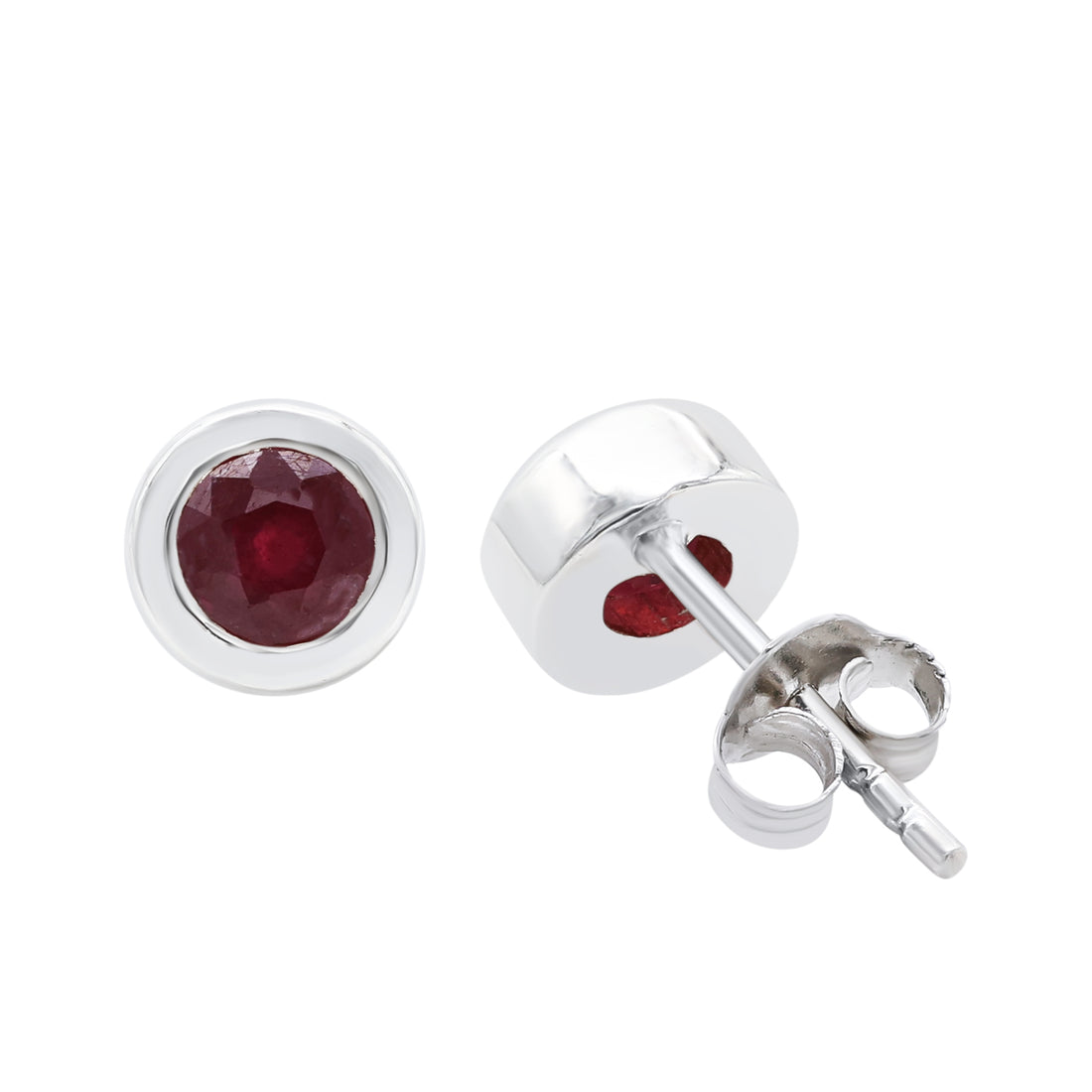 Garnet Round Stud Earrings