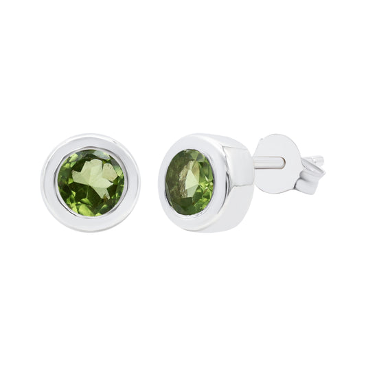 Green Peridot Stud Earrings