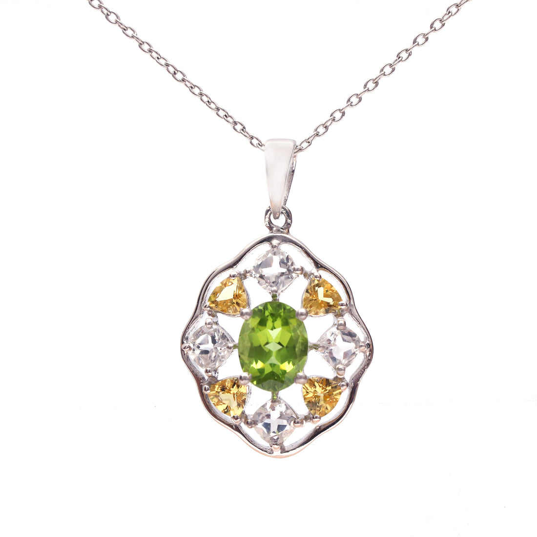 Peridot Beryl White Topaz Pendant