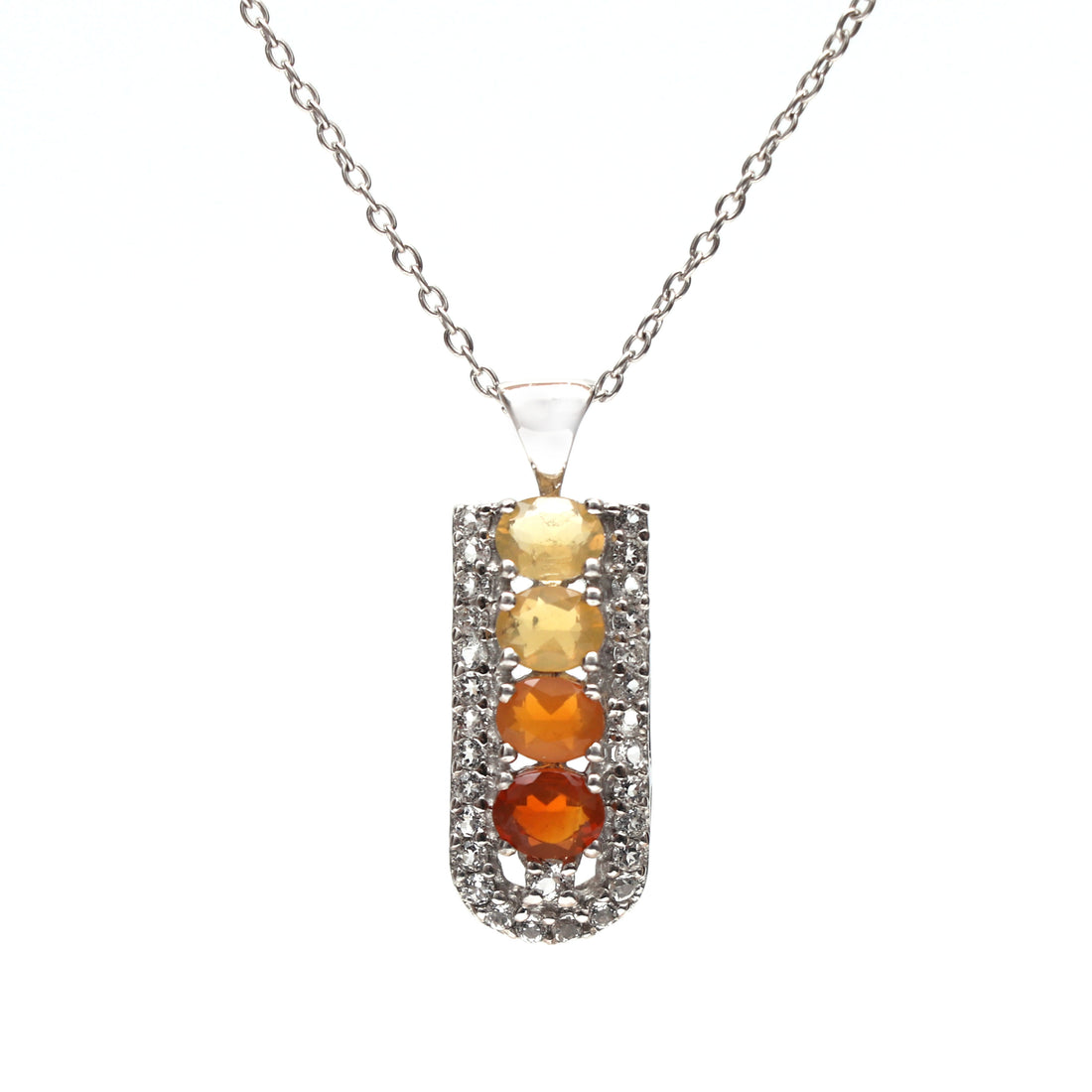 Fire Opal and White Topaz Pendant