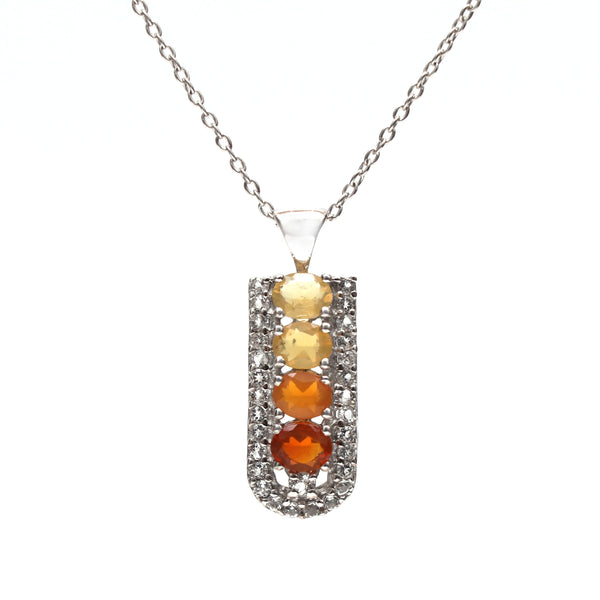 Fire Opal and White Topaz Pendant