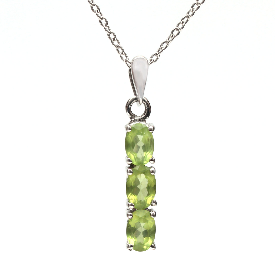 Natural Green Peridot Pendant With Chain