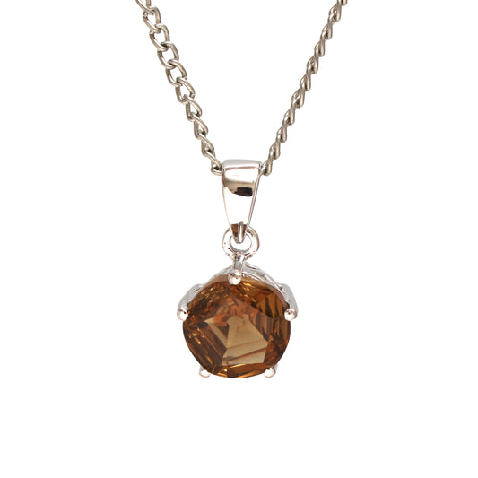 Honey Quartz Silver Pendant With Chain
