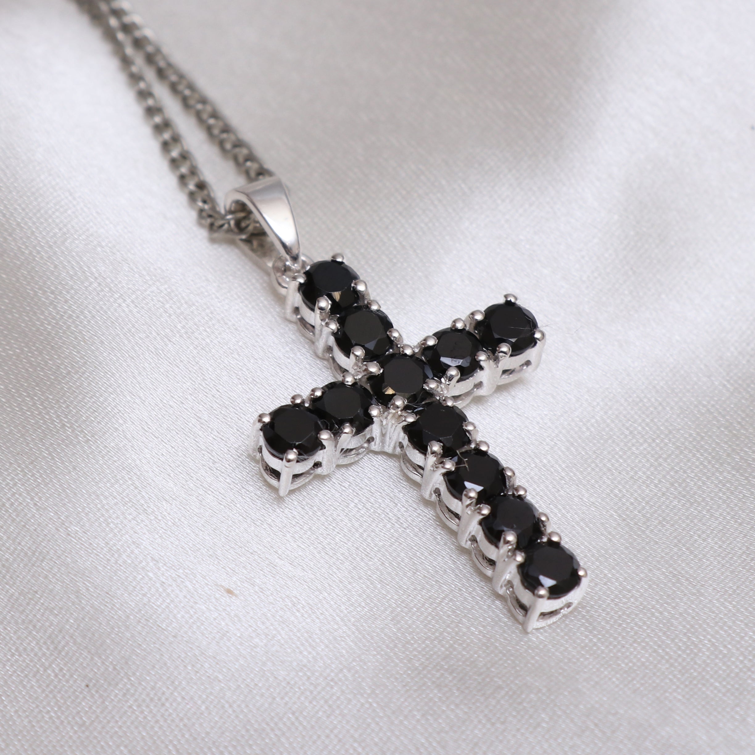 Black Spinel Cross Pendant