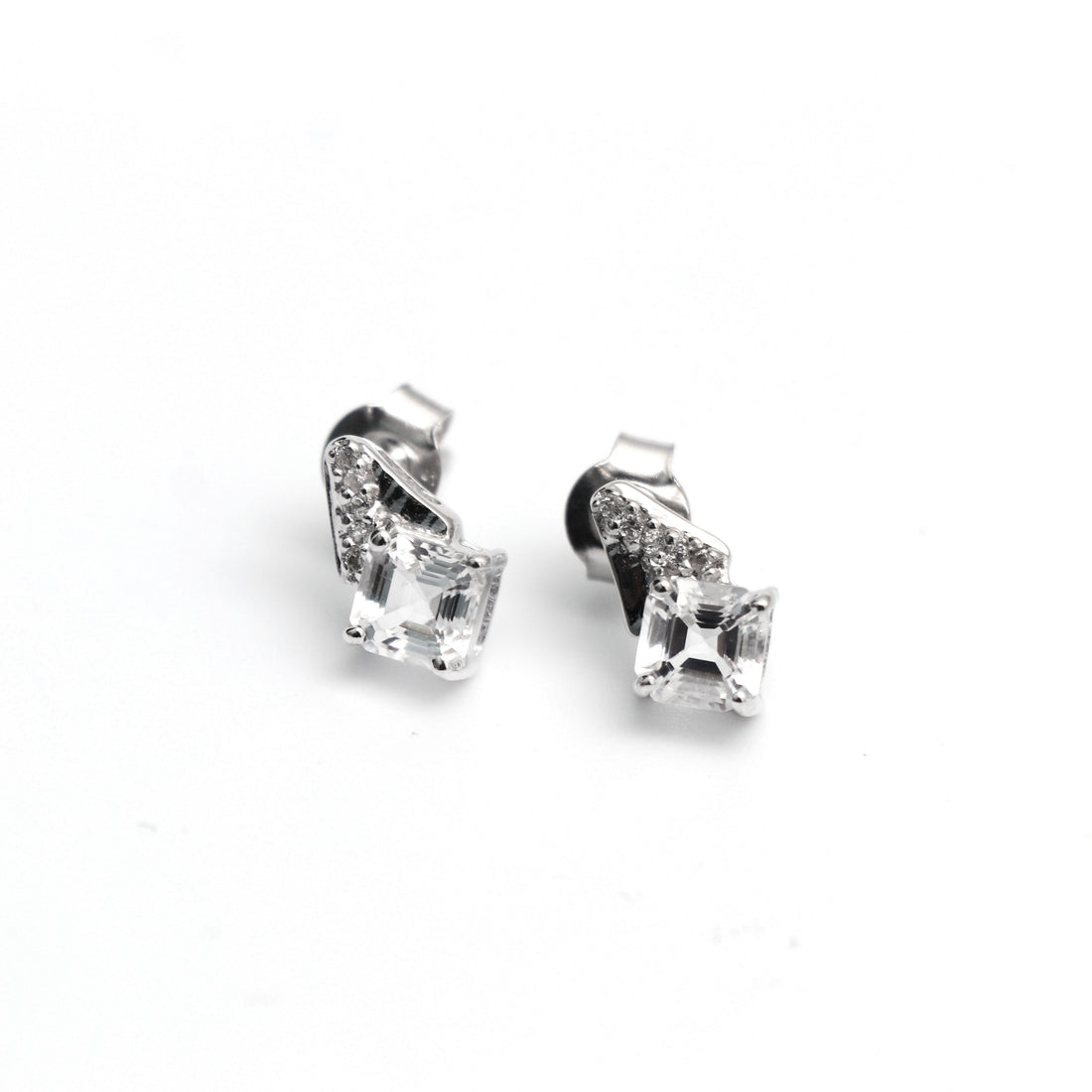 Natural White Topaz Stud Earring