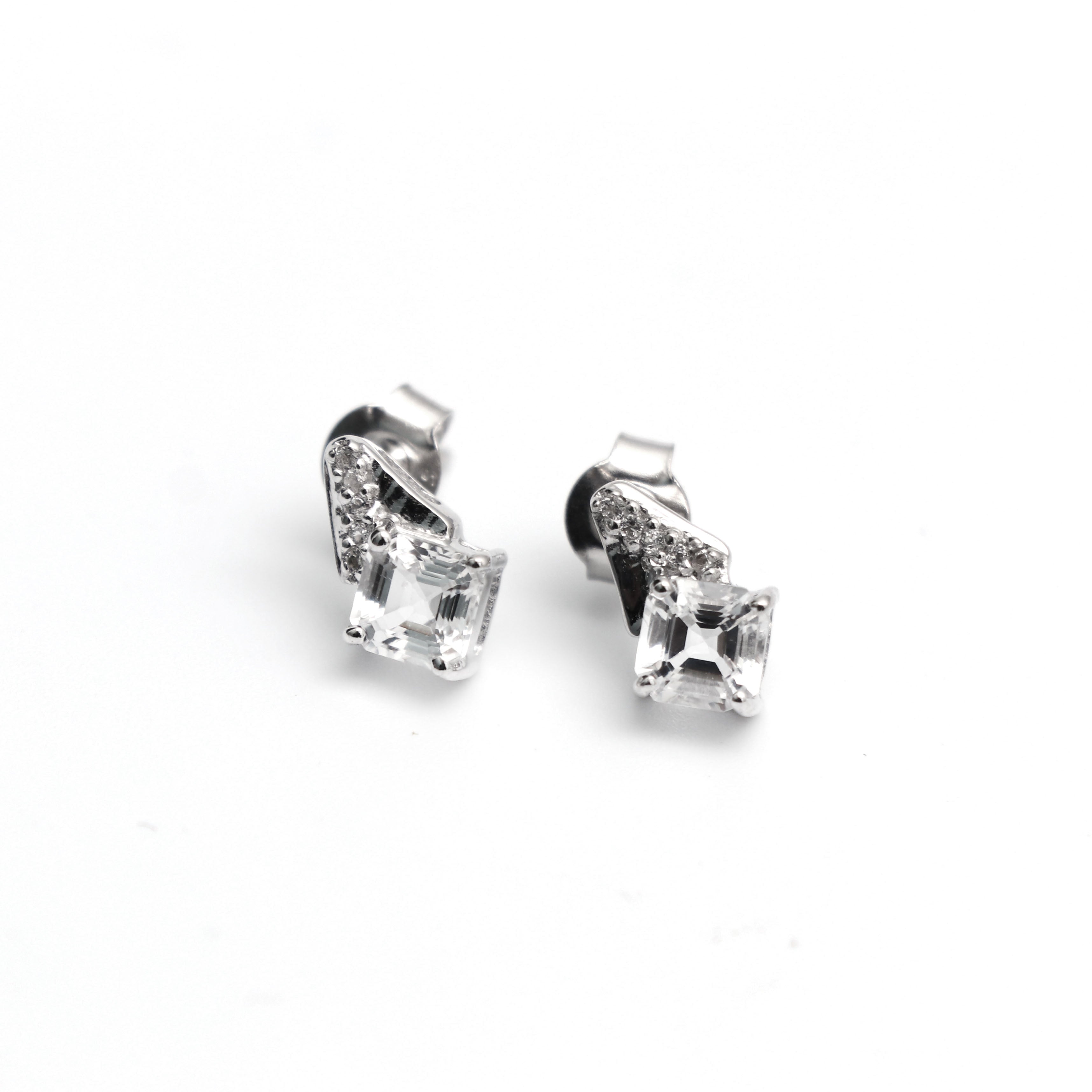 Natural White Topaz Stud Earring
