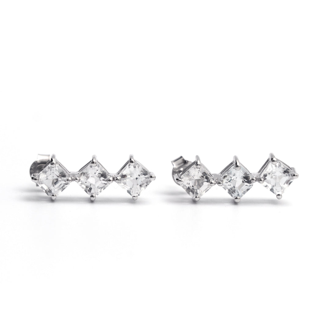 Natural White Topaz Drop Earring