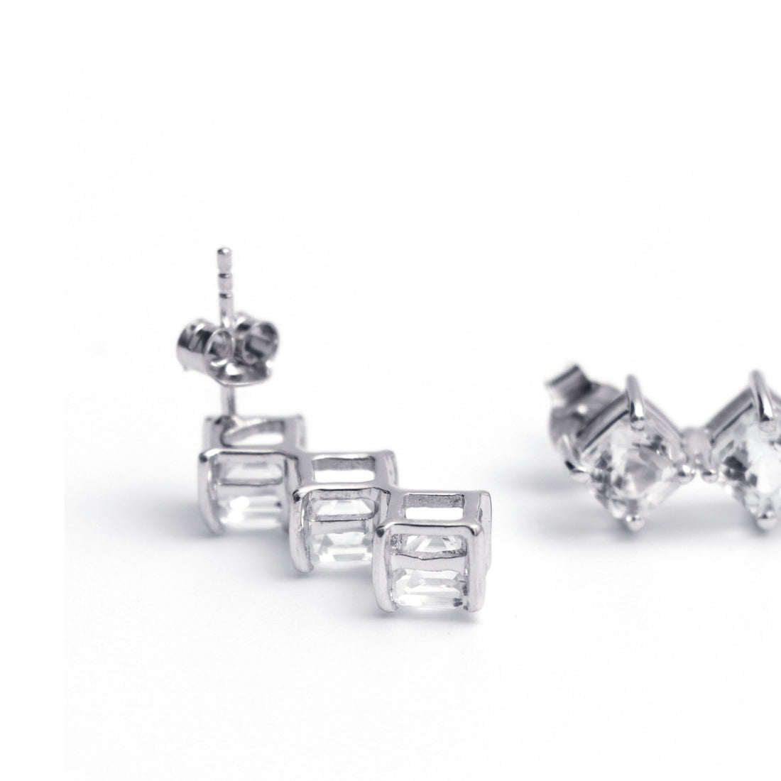 Natural White Topaz Drop Earring