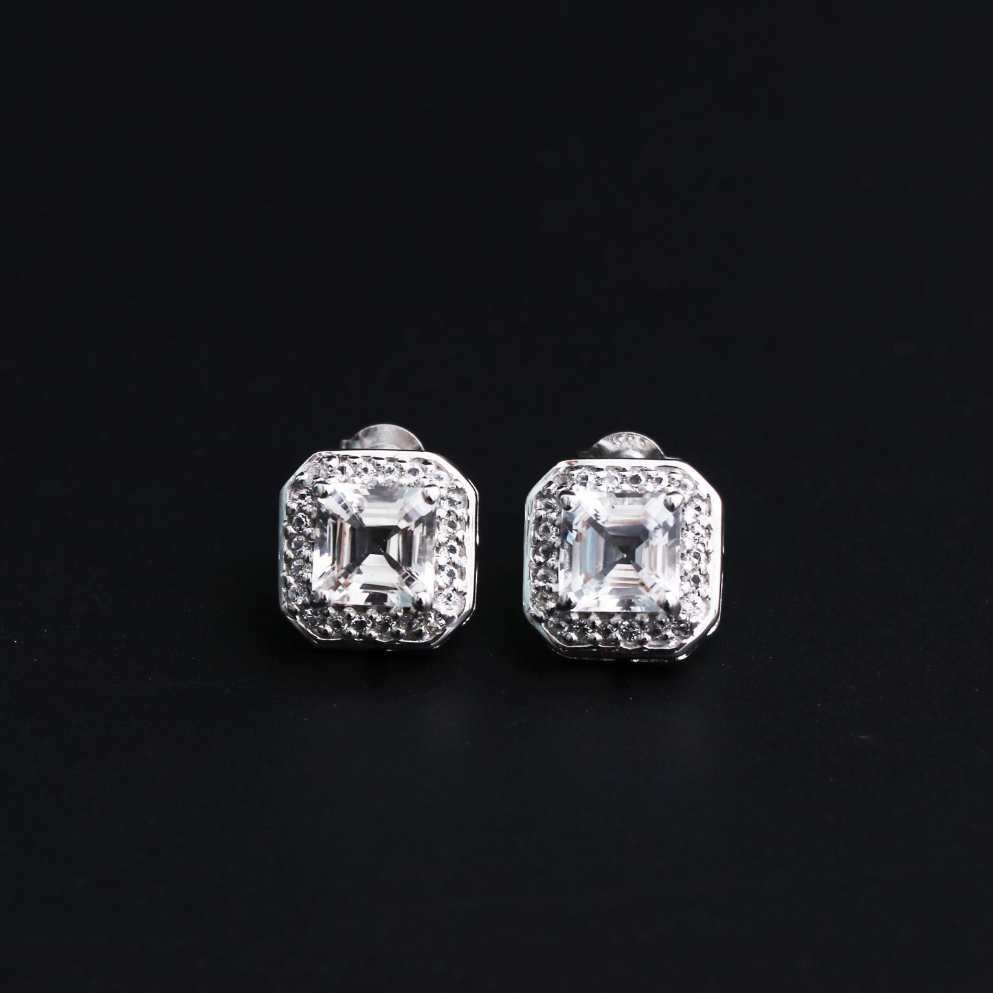 Natural White Topaz Studs Earring