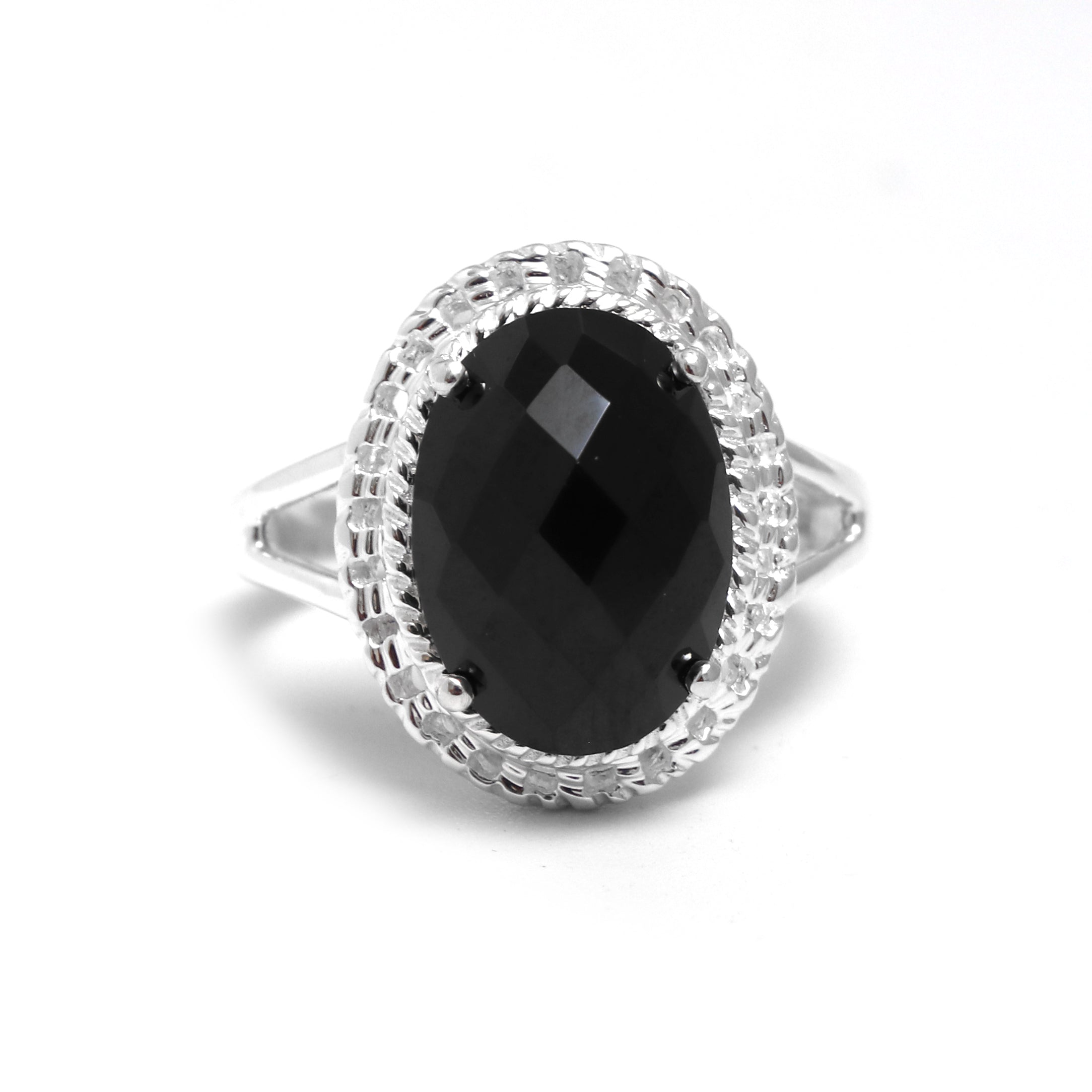 Natural Black Spinel Oval Gemstone Ring
