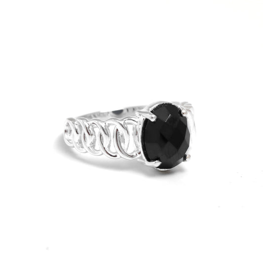 Natural Black Spinel Gemstone Rings