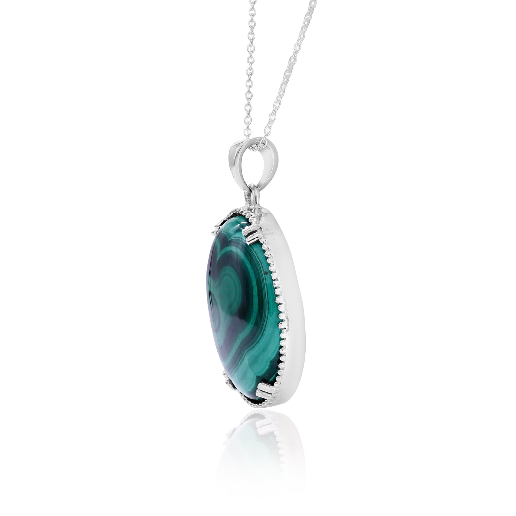 Malachite Cabochon Pendant For Women and Girls