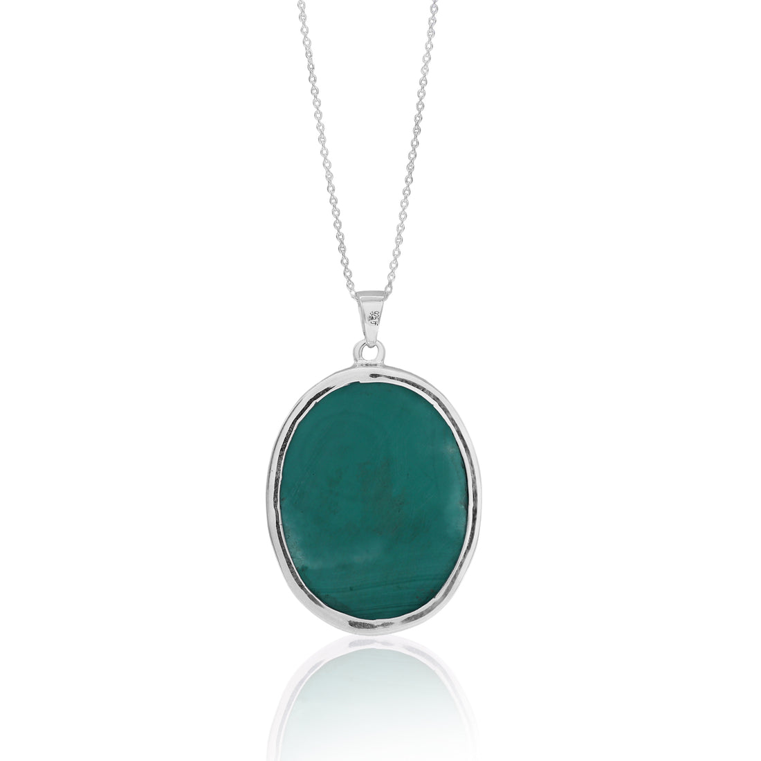 925 Sterling Silver Natural Green Malachite Pendant for Women
