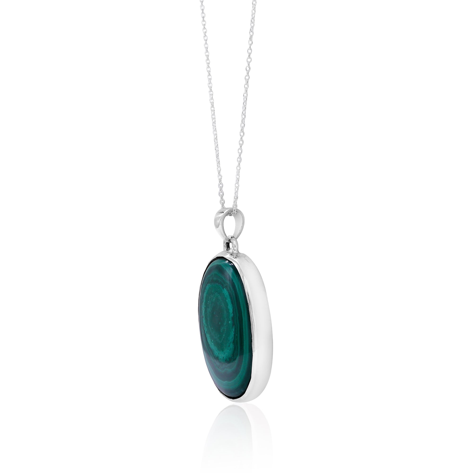 Natural Malachite Cabochon Pendant For Women