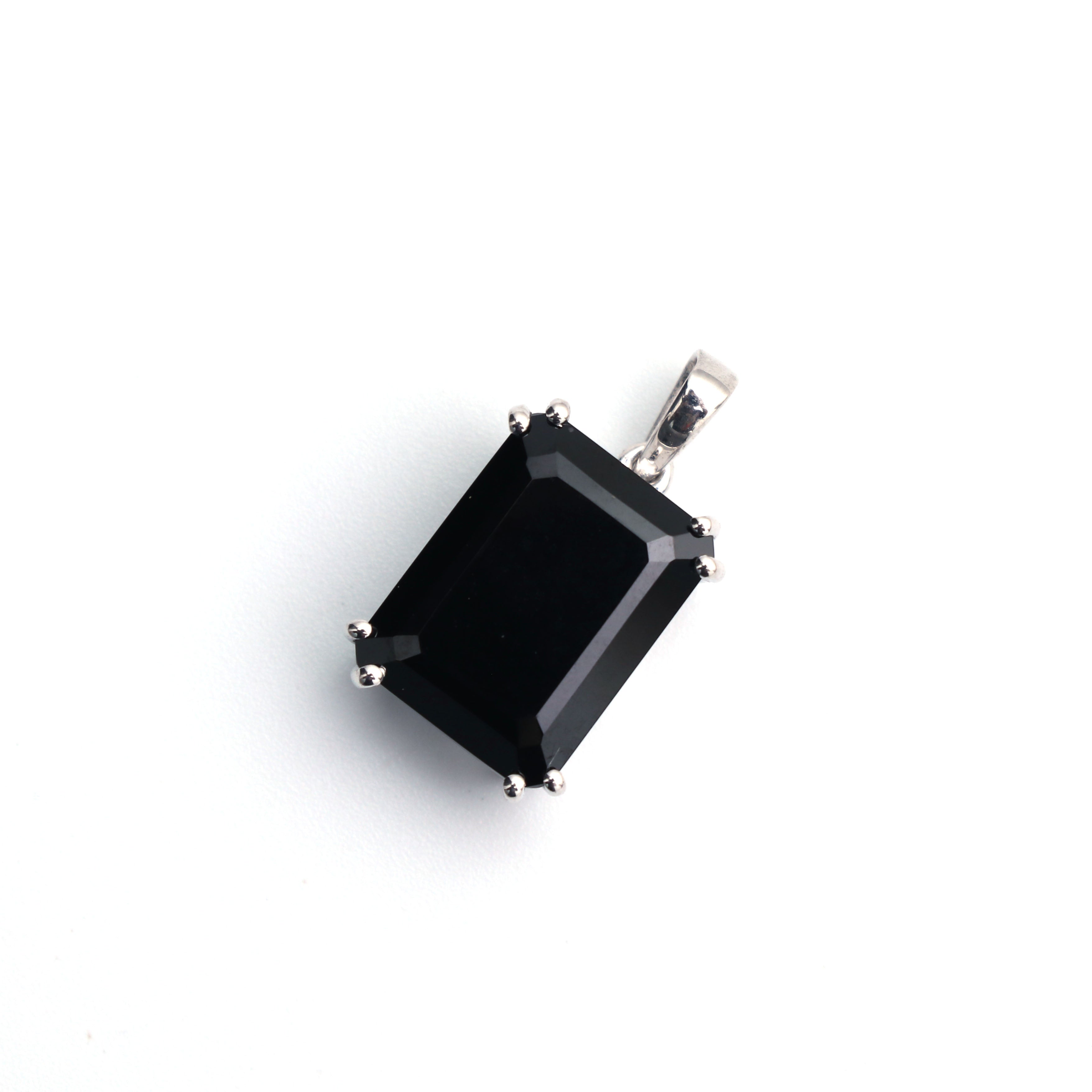 Natural Black Spinel Octagon Pendant