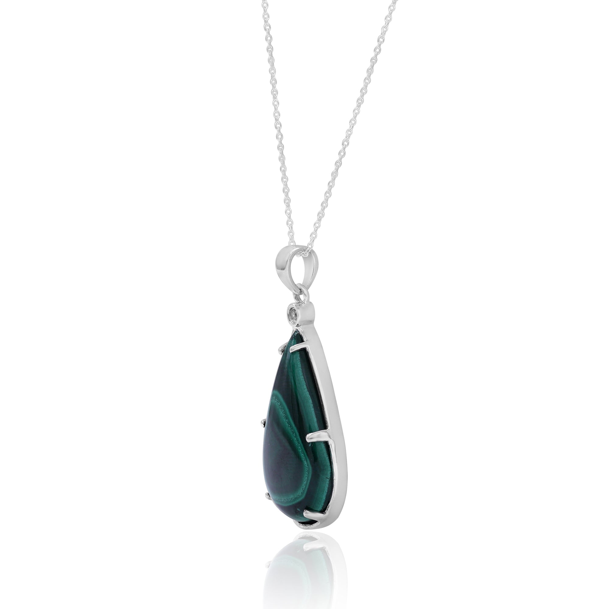 Natural Green Malachite Pear Shape Pendant for Women