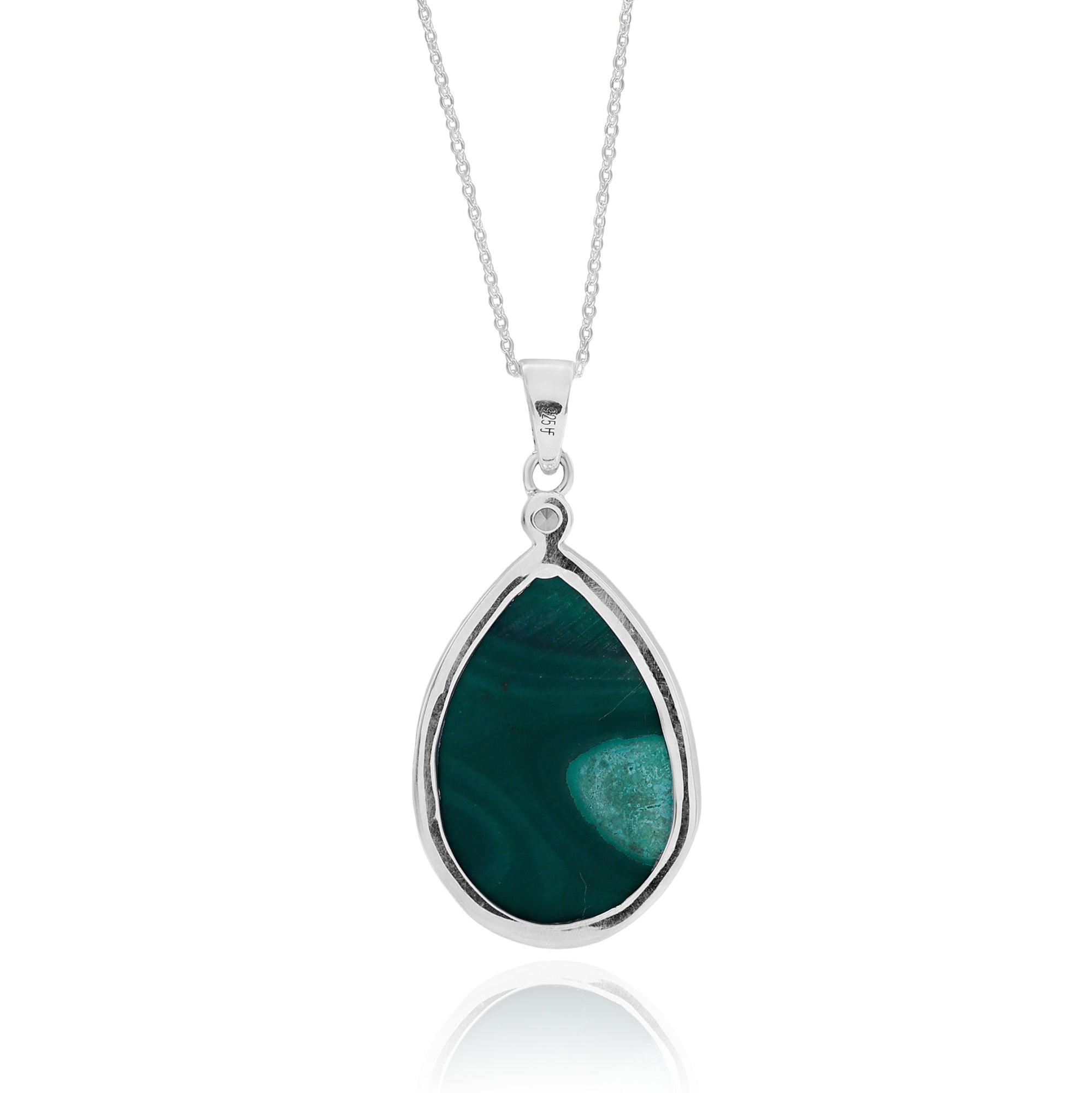 Pear Shape Malachite Pendant With Chain