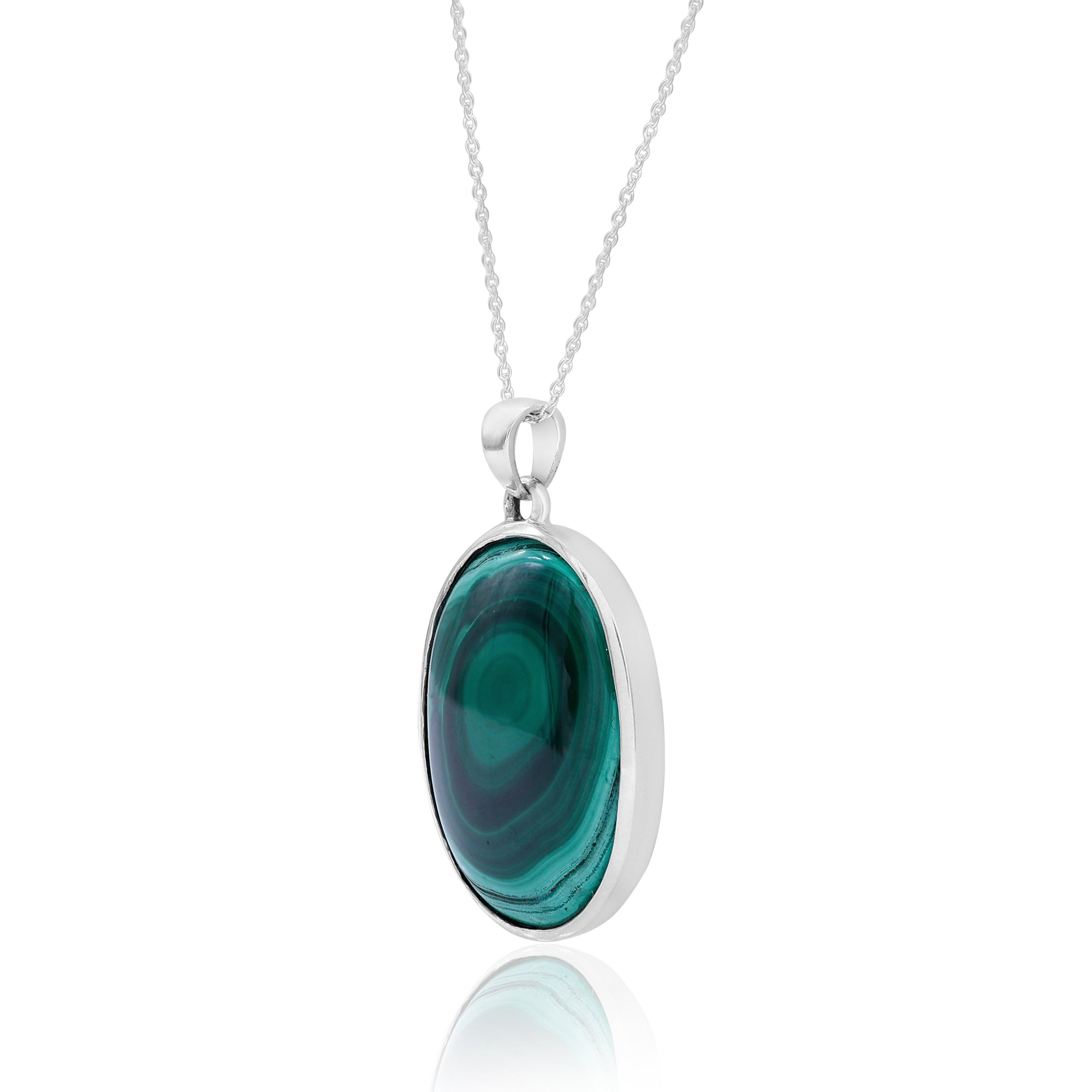 Malachite Oval Pendant Necklace for Women