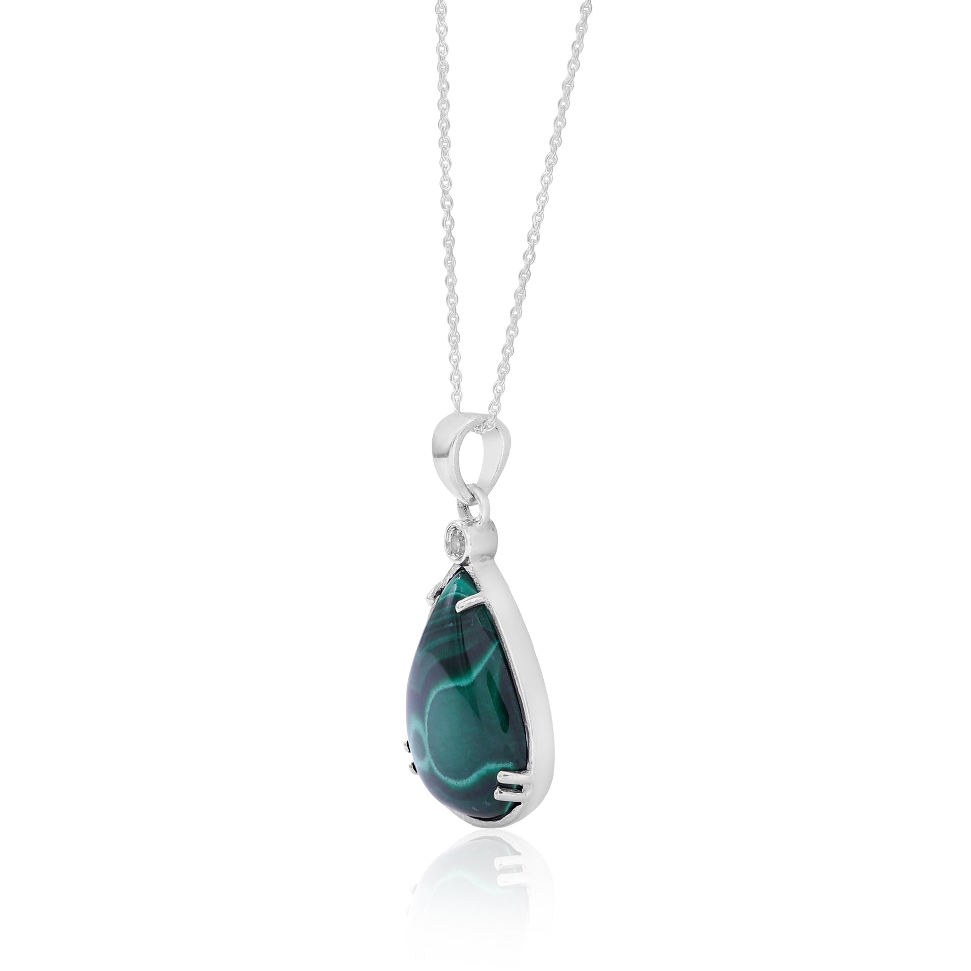 Natural Green Malachite Pear Shape Pendant