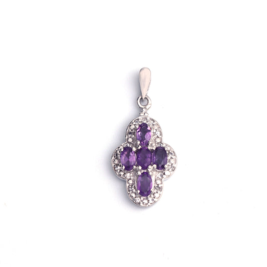 Natural Purple Amethyst Pendant With Chain