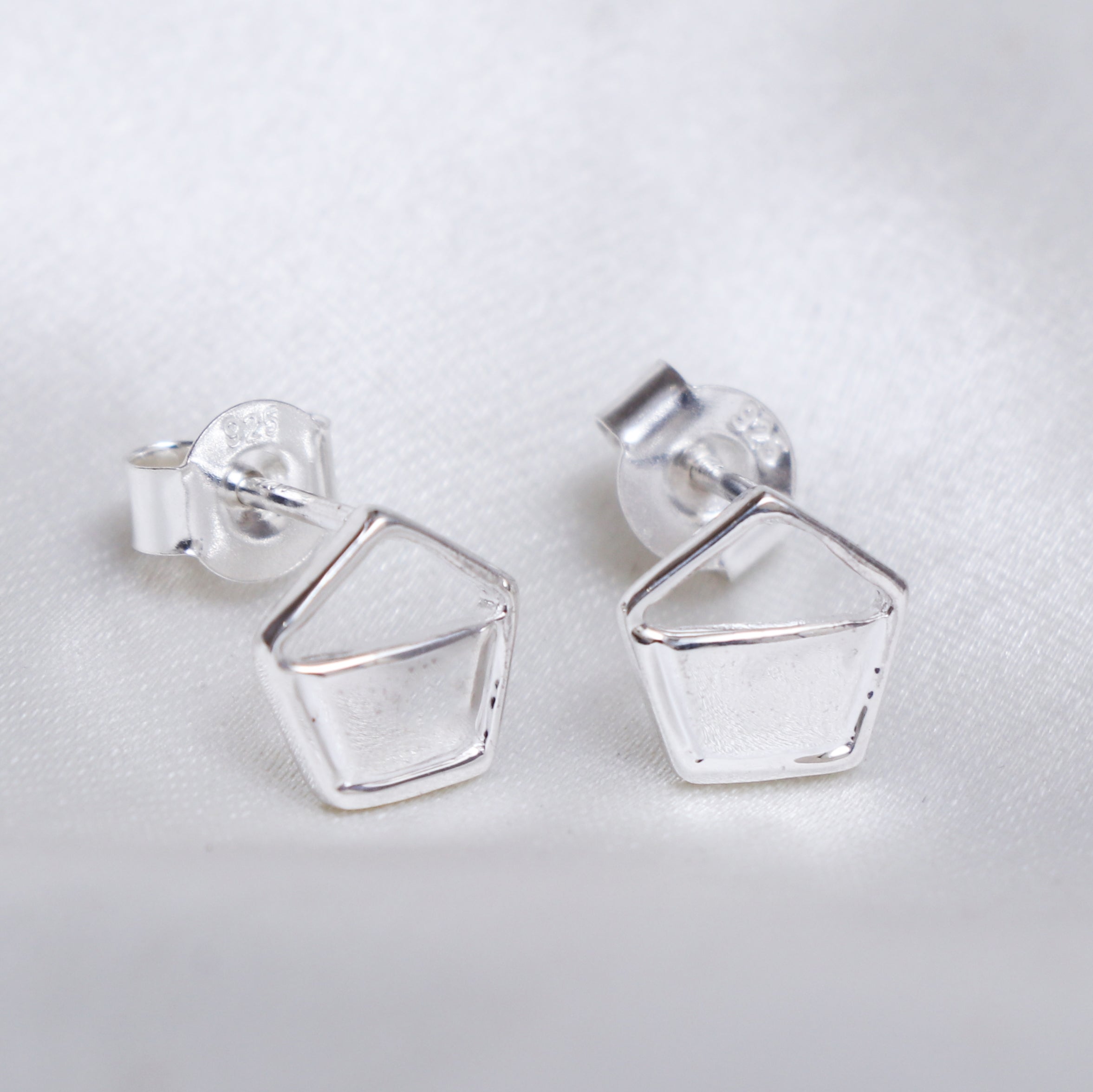 Geometric Silver Studs Earrings