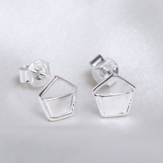 Geometric Silver Studs Earrings