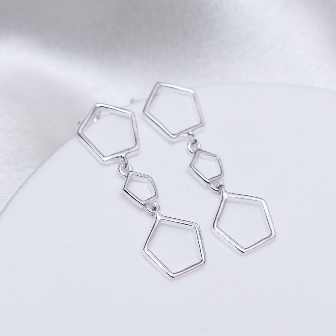 Geometric Silver Dangle Earrings