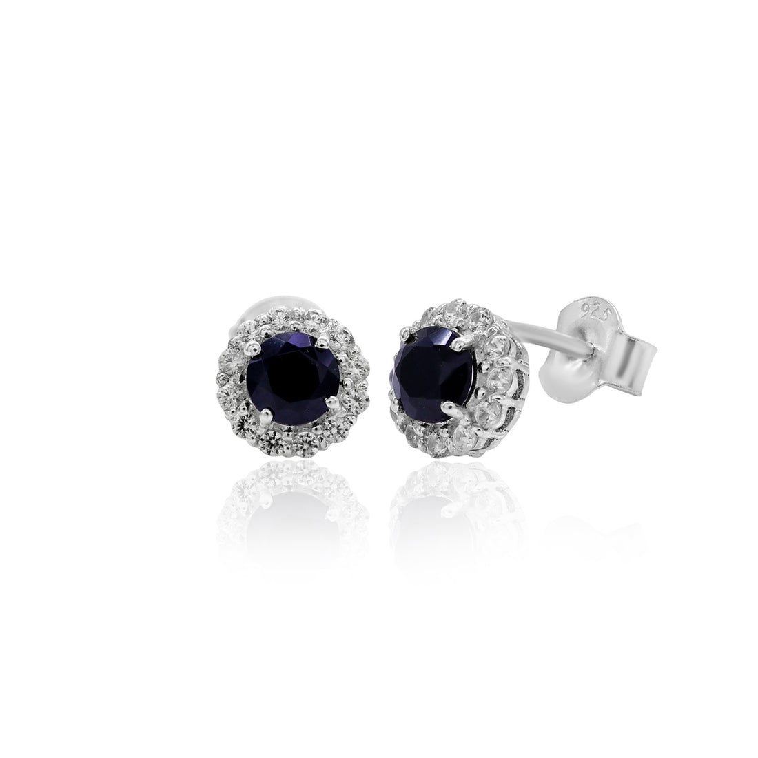 Black Spinel Round Stud Earrings