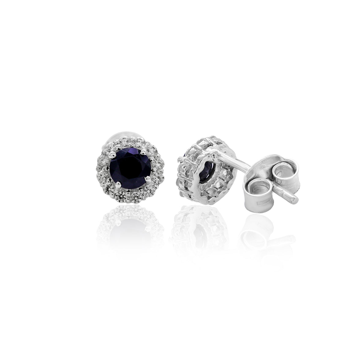 Black Spinel Round Stud Earrings