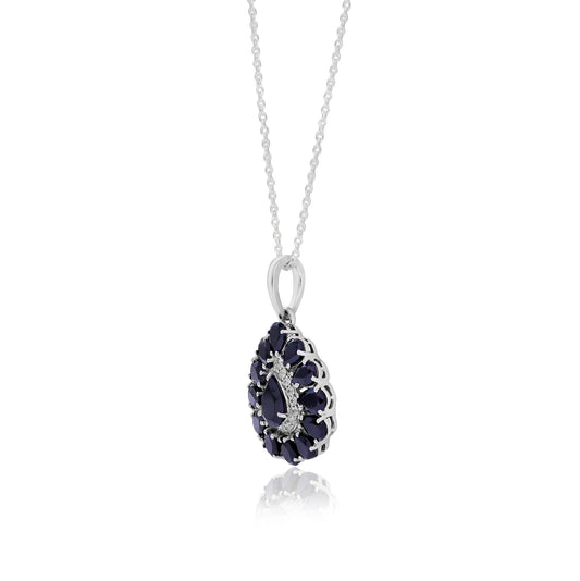 Black Spinel Pear Shape Pendant With Chain