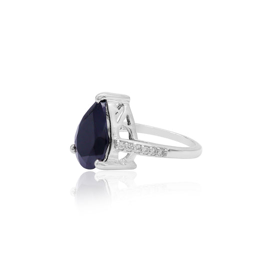 Black Spinel with Natural Zircon Ring