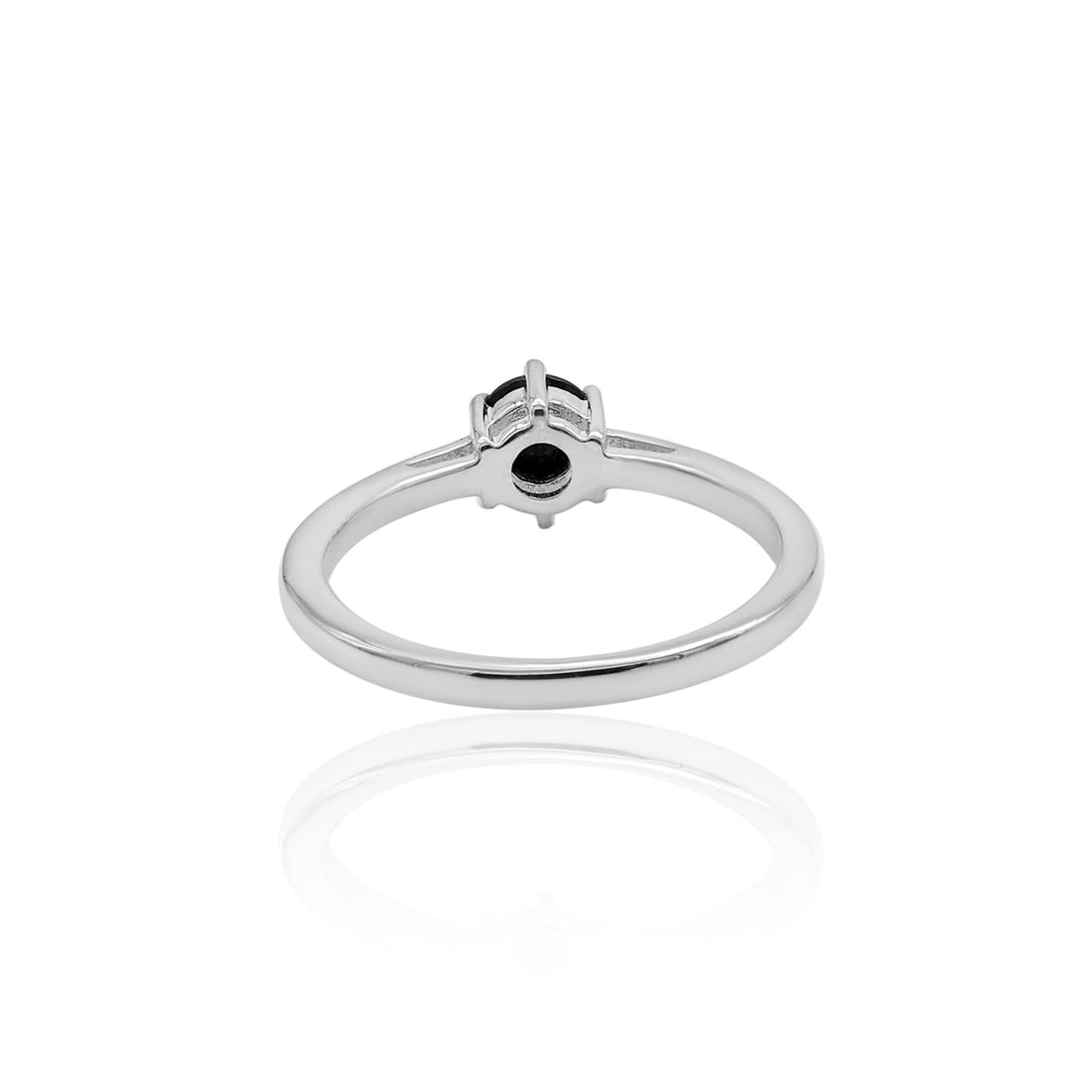 Black Spinel Round Stone Ring