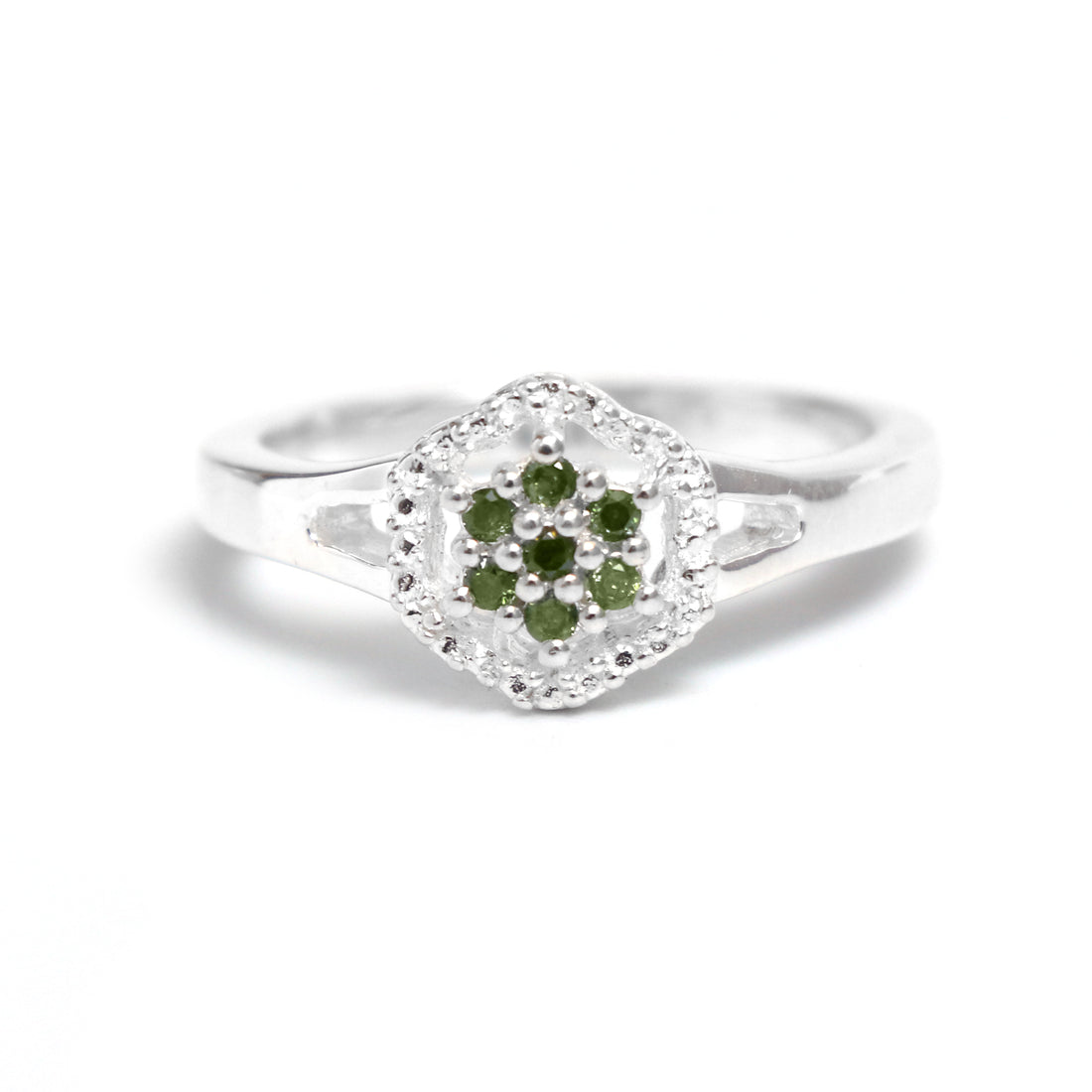 Natural Green Diamond Stone Ring