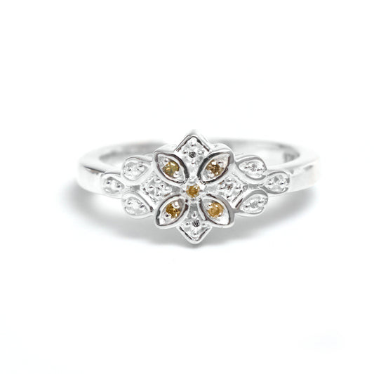 Natural Yellow Diamond Silver Ring