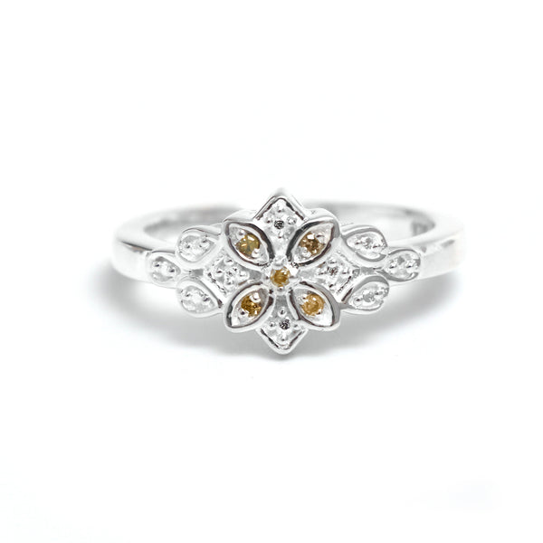 Natural Yellow Diamond Silver Ring