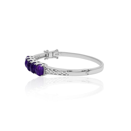 Amethyst Oval Cabochon Bangle Bracelet