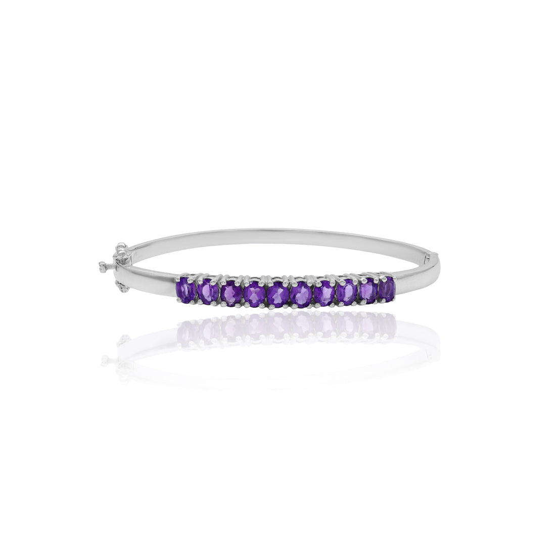 Amethyst Oval Stone Bangle Bracelet