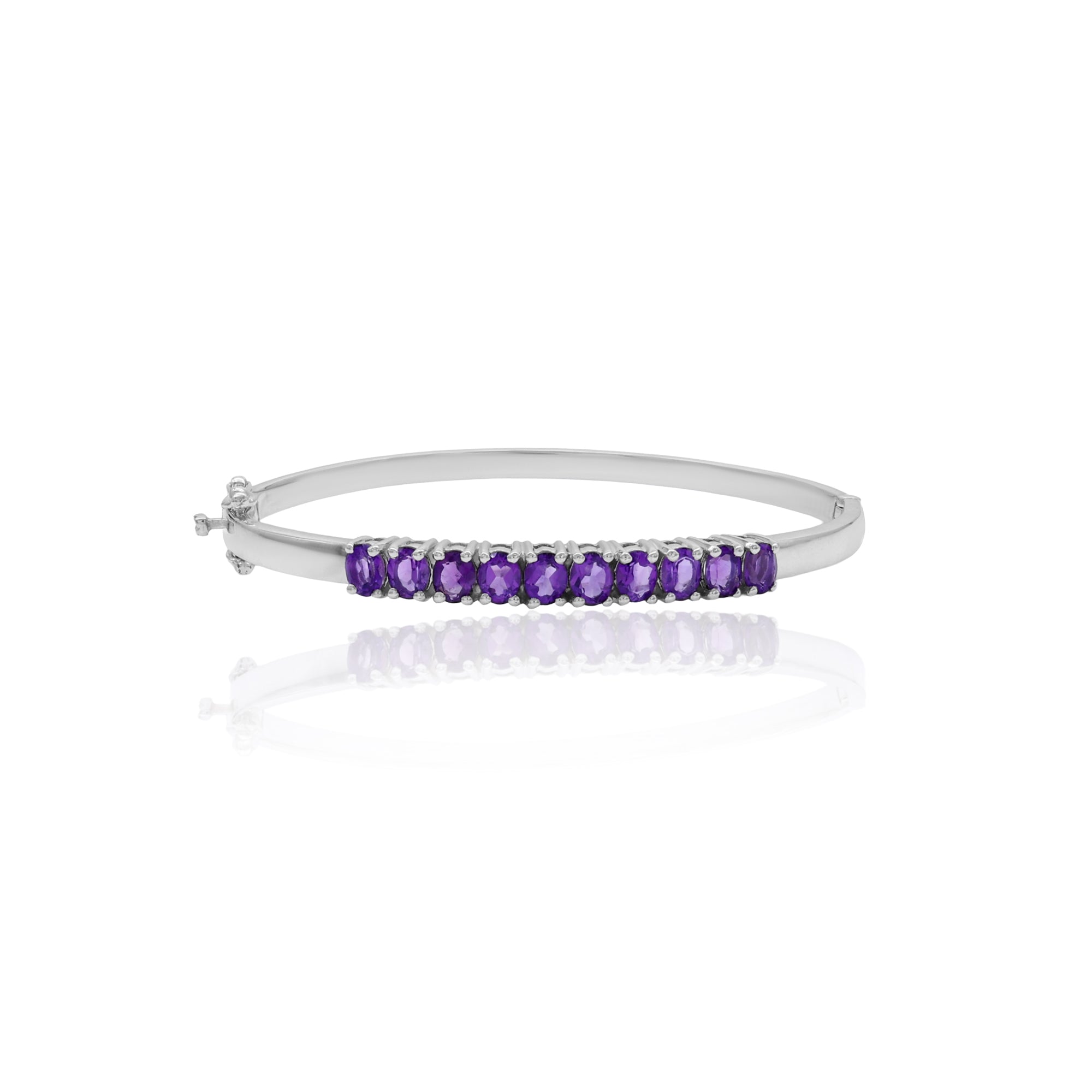 Amethyst Oval Stone Bangle Bracelet
